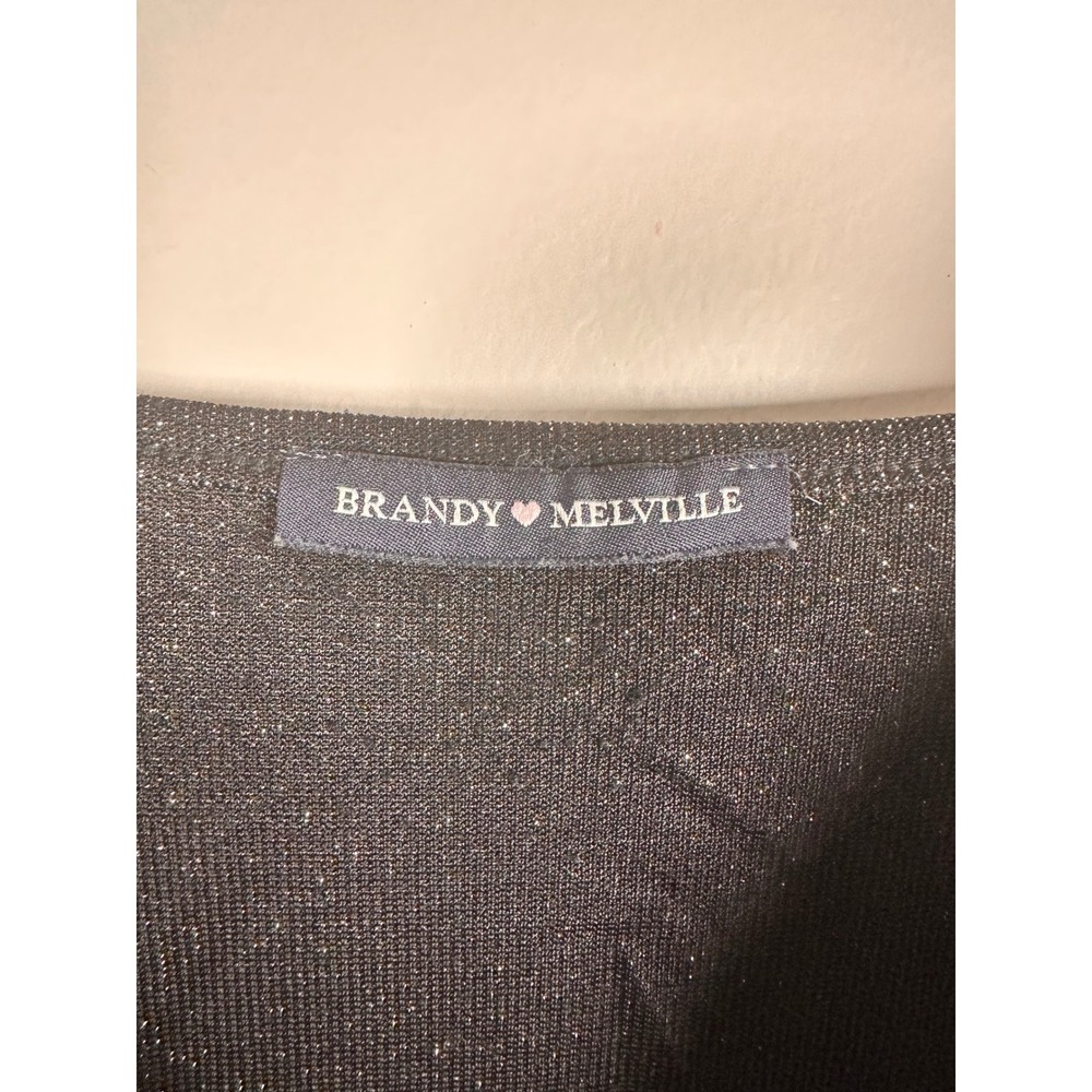 Brandy Melville Mini Dress Women One Size Black Sparkly Metallic Spaghetti Strap - Picture 4 of 6